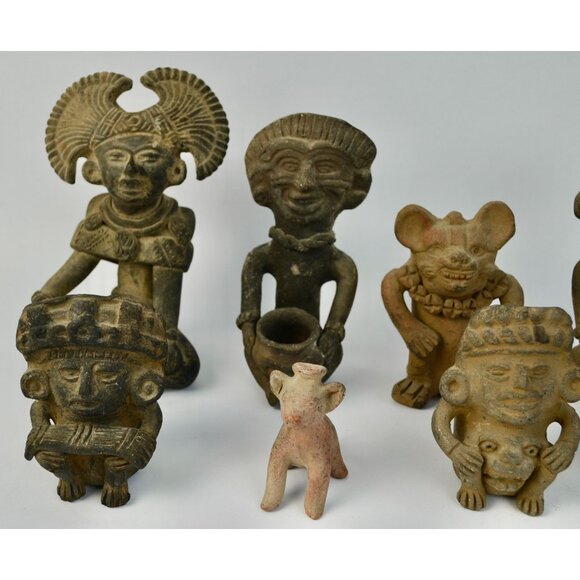 Museum Copies Terra Cotta Pre-Historic Zapotec Indians Oaxaca Mexico 1960s Vinta - Picture 7 of 11